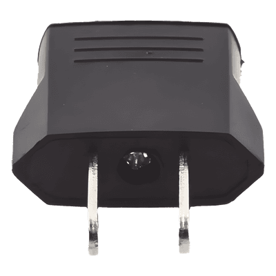 Adaptador de enchufe europea a americano, Calidad PREMIUM @ 6 A ; 110 - 250 Vca