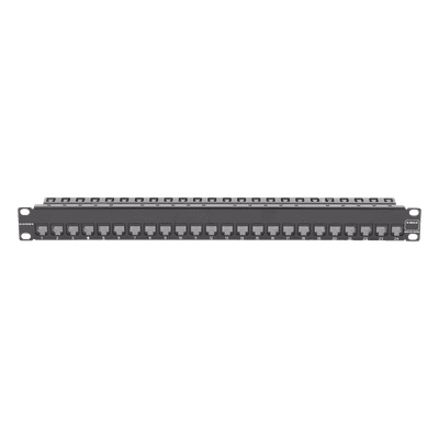 Patch Panel Z-Max de 24 Puertos, Blindado, Precargado con Jacks Categoría 6A, Plano, 1UR
