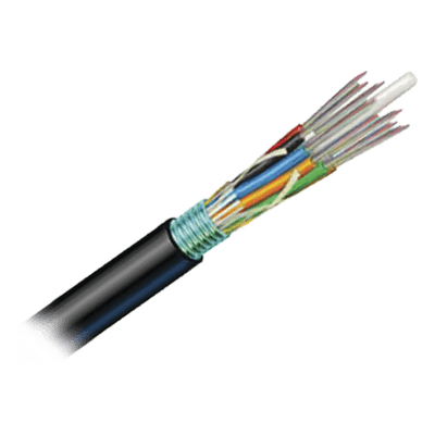 Cable de Fibra Óptica 12 hilos, OSP (Planta Externa), Armada, Gel, HDPE (Polietileno de alta densidad), Multimodo OM4 50/125 Optimizada, 1 Metro