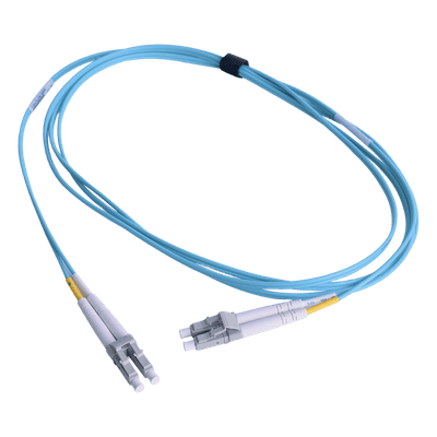 Jumper de Fibra Óptica Multimodo 50/125 OM3 XGLO, LC-LC Duplex, OFNR, Color Aqua, 1 Metro (3.28 Pies)