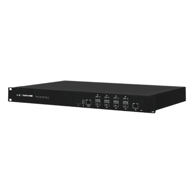 EdgeRouter INFINITY de 8 puertos SFP+ 10 G + 1 puerto RJ45 Gigabit, throughput 80 Gbps, 16 núcleos y 16 GB RAM , fuentes de alimentación modulares Hot-Swappable