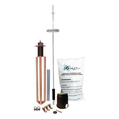 Kit de Pararrayo para Torre o Poste tipo Dipolo Corona con Electrodo y Accesorios de instalación.