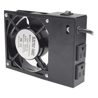 Ventilador 110 Vca con Clavija para Gabinete de Pared con 2 Tomas de Corriente 