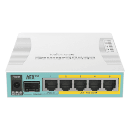 (hEX PoE) Routerboard 5 puertos Gigabit Ethernet PoE 802.3at, 1 Puerto USB