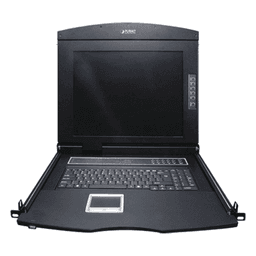 Switch KVM con Monitor de 17"con Teclado y Trackpad para Rack de 1U de Cuatro Postes, 8 Puertos VGA Para Acceder y Controlar Hasta 8 Computadoras Desde una Sola Consola