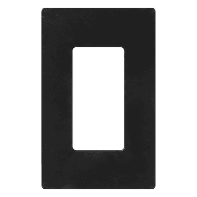 Placa de pared Claro de 1 espacio sin tornillos visibles, acabado negro brillante, para atenuadores, apagadores y controles Pico de Lutron