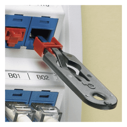 Kit de 10 Dispositivos para Bloquear Puertos Jack RJ45, Color Rojo, Incluye Llave de Extracción