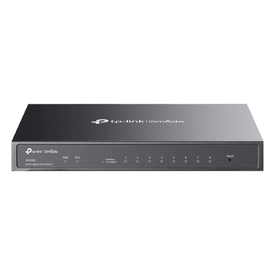 Switch Administrado Gigabit 8 Puertos / Omada SDN / 16 Gbps Capacidad Switching / Gestión Cloud y Local / VLAN / QoS / ACL / Sin Ventiladores / Montaje Pared-Escritorio
