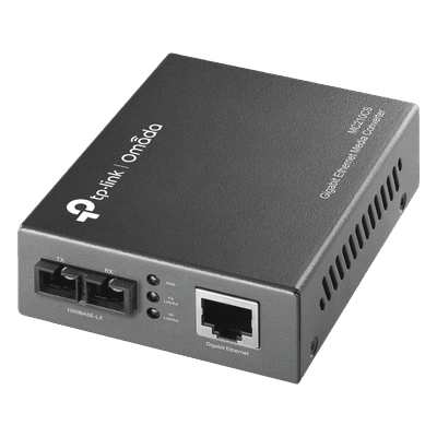 Convertidor Fibra Óptica Monomodo / 1 Puerto RJ45 10/100/1000 Mbps / Puerto Fibra Óptica SC 1000 Mbps / Hasta 20 Km / Plug and Play