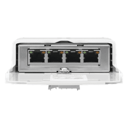 Switch PoE 24 V de Paso para Exterior con 4 Puertos Gigabit (1 PoE In, 3 PoE Out) NanoSwitch