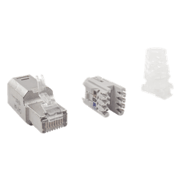 Plug RJ45 Cat6A Blindado, Terminación en Campo, Compatible con Todas las Categorías, Sin Clip Protector de Seguro