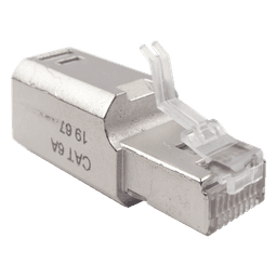 Plug RJ45 Cat6A Blindado, Terminación en Campo, Compatible con Todas las Categorías, Sin Clip Protector de Seguro