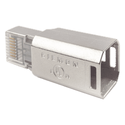 Plug RJ45 Cat6A Blindado, Terminación en Campo, Compatible con Todas las Categorías, con Clip Protector de Seguro