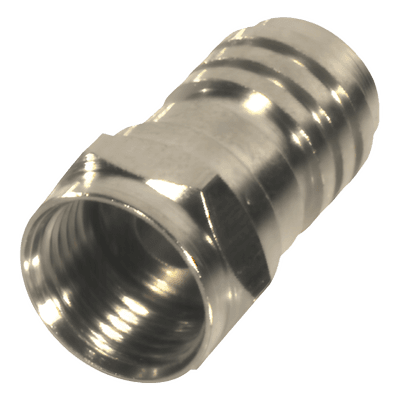 Conector F Macho Plegable para Cable Coaxial RG-59/U, Níquel / Níquel /Polietileno.