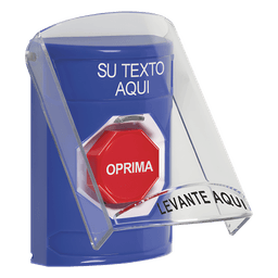 Botón con Texto Personalizado, Tapa Protectora de Policarbonato Súper Resistente, Restablecimiento con llave 