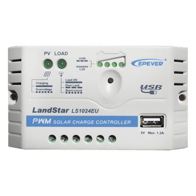 Controlador Solar PWM / 10A / 12/24V / Puerto USB / Indicadores LED / Tierra Positivo Común