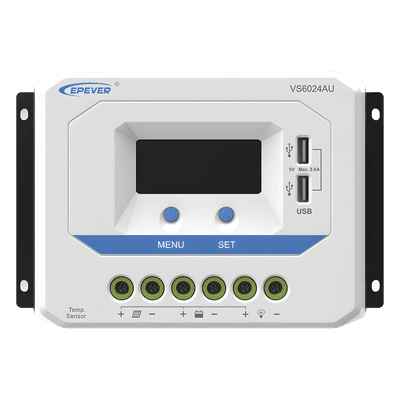Controlador Solar PWM / 60A / 12/24V / Doble USB / Pantalla LCD / Tierra Positivo Común
