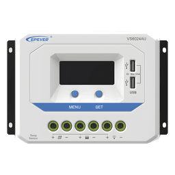 Controlador Solar PWM / 60A / 12/24V / Doble USB / Pantalla LCD / Tierra Positivo Común