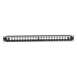 Patch Panel Modular sin Blindaje de 24 Puertos, 1U, con Barra para Organizar Cable