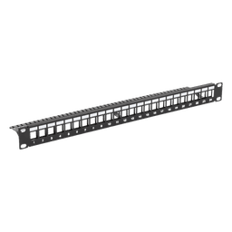Patch Panel Modular sin Blindaje de 24 Puertos, 1U, con Barra para Organizar Cable
