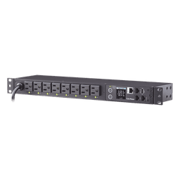 PDU Switchable por Toma, Para Distribución de Energía, Entrada 120 Vca NEMA 5-15P, Con 8 Salidas NEMA 5-15R, Horizontal 19in, 1UR