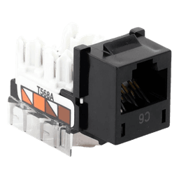 Jack RJ45 categoría 6 de 8 conductores tipo snap-in color negro para el marco de 6 puertos de la línea Claro