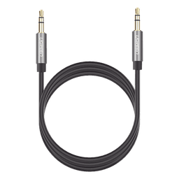 Cable Auxiliar 2 Metros / Conector 3.5mm a 3.5mm / Macho a Macho / Cubierta de TPE / Carcasa de Aluminio / Color Negro