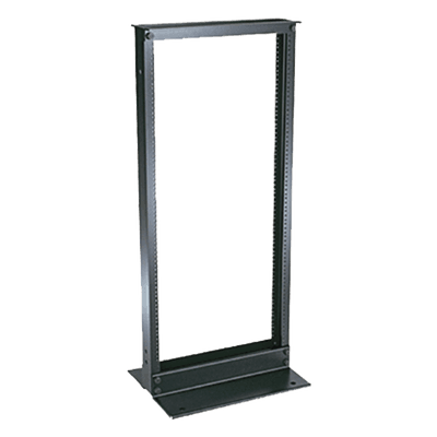 Rack de Dos Postes Estándar de 19 in, Rieles Numerados y Roscados #12-24, Fabricado en Aluminio, 24 Unidades de Rack, Color Negro