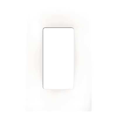 Placa de pared sin tornillos visibles de 1 espacio (1 gang), acabado satinado color Snow, para atenuadores y controles Lutron de apertura estilo designer