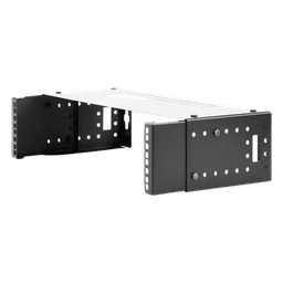 Rack Abierto de montaje en Pared, de 19in,  Profundidad Ajustable (8" a 12") de 2.5  Unidades de rack, con Capacidad de Crecimiento.