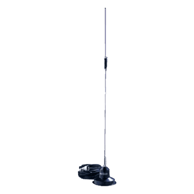 Antena móvil UHF, 430-450 MHz, 5.2 dB, montaje magnético, conector UHF Macho.