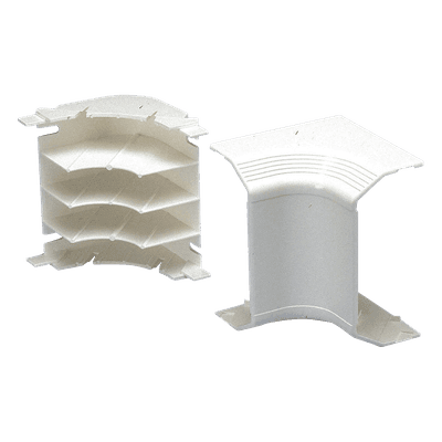 Esquinero Interior para Canaleta / PVC Rígido / Doble Cara / Radio de Curvatura 1 in / UL94V-0 / Blanco Mate