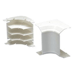 Esquinero Interior para Canaleta / PVC Rígido / Doble Cara / Radio de Curvatura 1 in / UL94V-0 / Blanco Mate