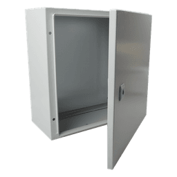 Gabinete de Acero IP66 Uso en Intemperie (250 x 300 x 150 mm) con Placa Trasera Interior Metálica y Compuerta Inferior Atornillable (Incluye Chapa y Llave T).