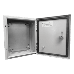 Gabinete de Acero IP66 Uso en Intemperie (250 x 300 x 150 mm) con Placa Trasera Interior Metálica y Compuerta Inferior Atornillable (Incluye Chapa y Llave T).