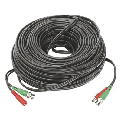 Cable Coaxial (BNC RG59) + Alimentación / SIAMES / 50 Metros (164 Pies) / 100% COBRE / Para Cámaras 4K / Uso Interior y Exterior