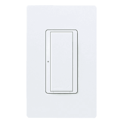 Interruptor inalámbrico on/off Maestro Wireless de 8 A para iluminación y ventiladores de 1/10 HP, 120-277 V, no requiere neutro, compatible con hub Vive, color blanco