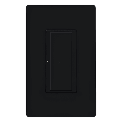 Switch electrónico de pared Maestro de doble voltaje 120-277 V, 8 A para iluminación y motores, dos hilos sin neutro, control por RF para sistema RadioRA 2, color negro