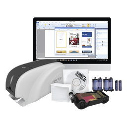 Kit Impresora de tarjetas PVC/ Una Cara /incluye: 2 x Ribbons, 100 Tarjetas PVC, Software, Kit Limpieza, Garantia 3 Años, Mascara de Seguridad UV