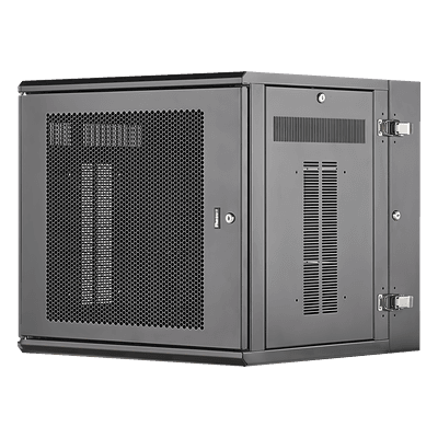 Gabinete PanZone de Montaje en Pared, de 19in, Puerta Ventilada, 12 UR, 635mm de Profundidad, Color Negro