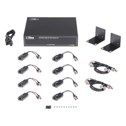 Kit de TRANSCEPTOR ACTIVO DE 8 CANALES / VIDEO+PODER en un solo Cable UTP / 150 metros en 4K, 200 metros en 5 MP/ Envía 36 Vcc y Recibe 12 Vcc / TODO INCLUIDO PARA RACK / Compatible con cámaras HD-TVI/CVI/AHD/CVBS / INSTALACIÓN LIMPIA