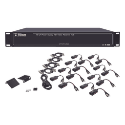 Kit de TRANSCEPTOR ACTIVO DE 16 Canales / VIDEO+PODER en un solo Cable UTP / 150m en 4K, 200m en 5 MP/ Envía 36 Vcc y recibe 12 Vcc / TODO INCLUIDO PARA RACK / Compatible con cámaras HD-TVI/CVI/AHD/CVBS / Instalación Limpia 