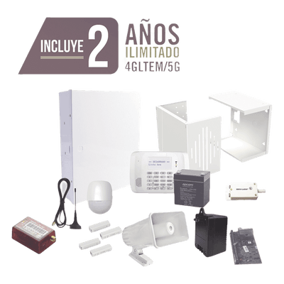 Kit de alarma VISTA-48LA con comunicador 4G LTE-M/5G, sensor PIR, sirena y 2 años de datos incluidos