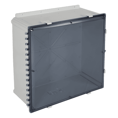 Caja De Policarbonato Con Puerta Tintada, 24Hx24Wx10D Pulgadas (609.6 x 609.6 x 254 mm), IP66, Uso Interior Exterior, Listado UL/cUL