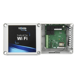 Modulo WIFI con gabinete para uso en Energizadores YONUSA/Aplicación sin costo/Activación Remota de 4 salidas tipo Relay con alta capacidad.