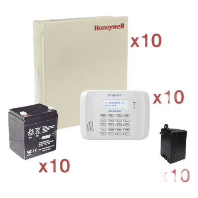 Kit de 10 paneles de alarma cableados de 8 zonas con teclado inalámbrico, batería y transformador, para instaladores