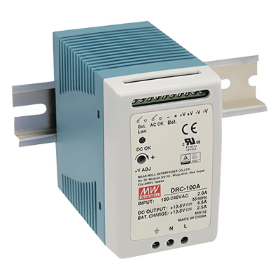 Fuente de poder Riel Din 12V, 100W con Cargador de Batería