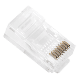 Bote de 100 Conectores RJ45 Cat5e / Sin Blindaje / Chapado Oro 30 Micras / 24 AWG / TIA-568B.2