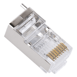 Bote con 100 Piezas de Plug Modular RJ45 Cat5e Blindado, Chapado de Oro a 30 Micras para Durabilidad Extrema con Pin de Tierra
