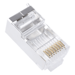 Bote con 100 Piezas de Plug Modular RJ45 Cat6 Blindado con Pin de Tierra, Chapado de Oro a 30 Micras para Durabilidad Extrema